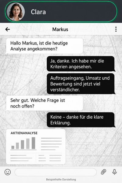 Beispielhafte deutschsprachige Unterhaltung zur Aktienanalyse